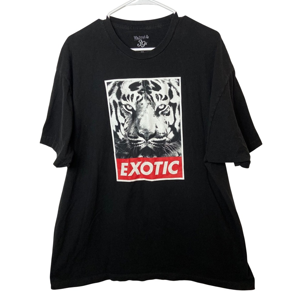 Walnut & 39 Exotic Tiger Graphic T-Shirt Mens‎ XXL Black Cotton Streetwear